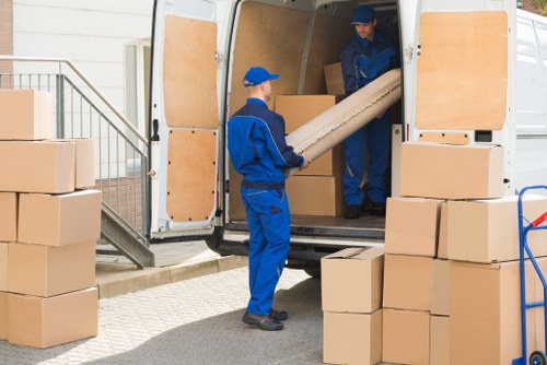 Local packing team organising boxes for a Southwark relocation
