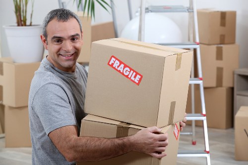 Removal team preparing equipment for a safe move