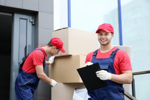 Professional movers carrying household items in Southwark