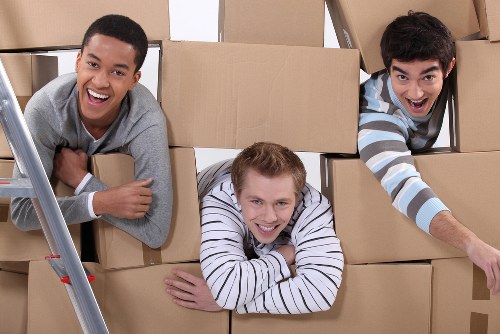 House moving team working in a Southwark residential street