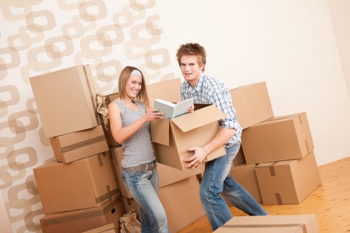 Packed boxes and furniture ready for local removals in Southwark