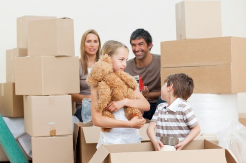 Boxes and furniture prepared for transport in Southwark